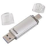 Hama 256GB USB-Speicherstick mit USB 3.0&USB 3.1-Type-C (2-in-1 USB-Stick, z.B. für Android Handy, Tablet, Computer, Notebook, MacBook, OTG, 70MB/s) USB-Typ-C Handy-Stick, Doppel Memory-Stick Silber
