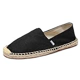Altxic Herren Komfort Canvas Slip on auf Espadrilles Flache Dunkelschwarz 45 EU