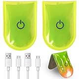 TaimeiMao 2 Stück Led Clip Licht, Schulranzen Licht Led, LED Clip Blinklicht Reflektierende, Reflektierende Lichtband Reflektor für Schulranzen, Rucksack, Wandern, Laufen(mit USB Aufladbar)