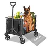 Campingwagen Klappwagen mit Bremsen, Strandwagen auf Großen All-Terrain-Rädern, Versenkbarer Griff Gartenwagen, Heavy Duty 600D, 120L 100kg, für Einkaufen Picknick Camping Transport, Schwarz
