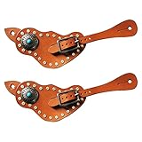 Fenteer 1 Paar Sporenriemen mit Schnalle im Western-Retro-Stil aus PU-Leder für von Pferdedamen, Brown