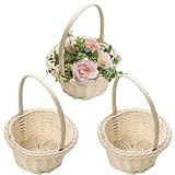 3 Stück Wicker Rattan Imitat Blumenmädchen Korb Blumenkorb Hochzeit Streukörbchen Mini Geflochtener Kleiners Weidenkorb Rattankorb Streukörbchen Obstkorb Aufbewahrungskorb Für Hochzeit Tischdekos