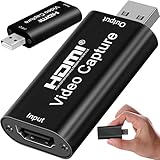 Retoo Video Capture Card, Videoaufnahmekarte USB 2.0 HDMI, Video Capture Device, 4K Display Port auf HDMI Adapter for Editing Video, Games, Streaming, Videokonferenz, Rekorder Live-Streaming Video