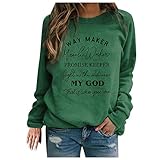 jieGorge Bedruckter Buchstaben-Top, Damen, lange Bluse, Halsärmel, Sweatshirt, Damenbluse, Shirts für Damen