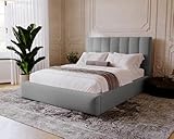 Emporius Polsterbett 140x200 Velor - Doppelbett mit Bettkasten, Schlafzimmer, Lattenrost, Samtstoff, Doppelbett Grau 140x200 (Magic Velvet 2217)