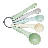 KitchenCraft Colourworks Cup Messbecher, Messlöffel im Vintage Stil, amerikanische Measuring Tsp und Tbs, Messbecher Set, Messtassen aus Kunststoff, Mehrfarbig, 45 x 145 x 40 mm, 5 Einheiten