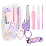Vicloon Babypflege Set, 6-in-1 Baby Nagelpflegeset Neugeborene mit Baby Nagelknipser, Nagelschere, Nagelfeile*2, Pinzette, Ohrenreiniger und Box (Rosa)