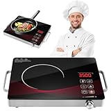 Dibaful Induktionskochplatte Induktionskochfeld 3500W Tragbares 41cm 29cm Kochplatte Touch Steuerung 4 Modi 9 Stufen Leistung 1 Minute 3 Stunden Timer Funktion Induktionsplatte