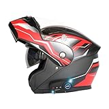 Generisch Klapphelm Bluetooth Motorradhelm, Integralhelm mit Doppelvisier, ECE Zertifiziert, Modularer Helm, Abnehmbares Futter, Eingebautes Mikrofon für Erwachsene, Männer und Frauen