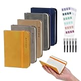 Mulaibdin 5 Stück Notizbuch Klein, Notizbuch A7 mit Stift, Kleines Notizblock Leder mit Haftstreifen, Mini Notizblock Hardcover, Notizbücher Taschen für Büro,Schule,Memo,Field Notes,Reise,Tagebuch (B)