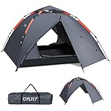 Cflity Camping Zelt, 3 Personen Instant Pop Up Wurfzelt Wasserdicht DREI Schicht Automatische Kuppelzelt, Große 4 Jahreszeiten Zelte mit Rain-Fly 2 Erweiterbare Veranda