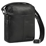 STILORD 'Nilo Elegante Umhängetasche Herren Klein Leder Schwarz Crossbody Bag - Echtleder Herrentasche für Tablet 8,3 Zoll Ledertasche mit vielen Fächern zum Umhängen