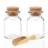 mikken 2 Gewürzgläser 150ml mit Kork-Verschluss runde Korkengläser, inkl. einer kleinen Holzschaufel