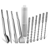 BEYGIH 10 Stück SDS Plus Meißel und Bohrer Set, 6~10mm Stahlbetonbohrer, Steinmeißel und Hammer Stahlbohrer Set für Fliesen Beton Ziegel Zement Stein