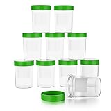 Theracaso Probenbecher Set – 10 Stück à 125 ml – inkl. 40 Etiketten - Auslaufsichere Urinbecher mit Schraubdeckel, graduiert bis 100ml – Für Küche, Basteln, Medizin, Urinproben -beschriftbar