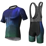MOXILYN Herren-Radtrikot-Set, Radhose und Trikot-Anzug, 9D-gepolsterte Fahrrad-Lätzchen, MTB-Shirts, kurzärmelige Fahrradbekleidung, DB005, Small