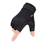 GRTE Taktische Handschuhe, halbe Finger, für Männer und Frauen, Handschuhe ohne Finger, rutschfest, für Outdoor-Sport, Radfahren, Motorrad, Wandern, Klettern, Camping, Jagd, Laufen, Schwarz, L