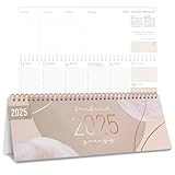 Häfft® Wochen-Tischkalender 2025 quer zum Aufstellen 'Soft Beige' 1 Woche 2 Seiten, Schreibtisch-Kalender mit Aufsteller, Wochenkalender 29,7 x 11,6 cm - nachhaltig & klimafreundlich