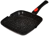 Kamberg – 0008028 – Grillpfanne 24 נ24 cm – Abnehmbarer Griff – Aluminiumguss – Beschichtung in Steinoptik – Für alle Herdarten, auch Induktion – PFOA‑frei