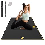 CAMBIVO Yogamatte XXL, Yoga Matte groß 183cm x 122cm x 6mm, Dicke Sportmatte Fitnessmatte rutschfest, TPE Gymnastikmatte Schwarz, Turnmatte Bodenschutzmatte für Pilates, Gym, Zuhause, Workout