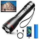 LE LED Taschenlampe Aufladbar USB, Extrem Hell 15000 Lux OSRAM P9 Taschenlampen, IPX4 Wasserdicht Zoombare Handlampe mit 5 Modi, Wiederaufladbare Taktische Taschenlampe für Camping, Outdoor, Wandern