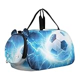 St. Patrick's Day Kleeblätter Zwerge Mädchen Reisetasche Weekender Übernachtung Handgepäck Seesack für Jungen und Kinder, Fußball, blauer Blitz, Classic