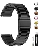 Fullmosa Edelstahlarmband 24mm für Uhr,Smart Watch Metall Uhrenarmbänder mit Schnellverschluss geeignet für Damen&Herren,24mm Schwarz