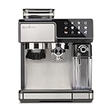 ROSMARINO Kaffeevollautomat mit Mahlwerk, 20 Bar Pumpe, Automatischer Milchaufschäumer, Touch Control, 2,6L Wassertank, Espresso Cappuccino Latte, Selbstreinigung, Schwarz