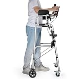 ENWYTE Rollator für Senioren Faltbarer Gehwagen mit Unterarmstütze Höhenverstellbar Rollator mit Ledersitz Bremsen für Erwachsene Robuste Mobilitätshilfe für Drinnen Draußen