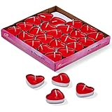 THE TWIDDLERS - 50 Herz Kerzen in Rot, Teelichter Herzform für Jubiläums & Heiratsanträge - Romantische Deko, Herz Deko Valentinstag Herzkerzen, Herzen Deko - 4cm