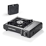 EASYmaxx Gaskocher tragbar | Kompakter Campingkocher mit Transportkoffer | Outdoor Kocher stufenlos Regulierbar mit automatischer Piezozündung für Camping, Festival, Backpacking [2500 W]