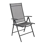 Gartenstuhl - Hochlehner 7-Fach verstellbar - zusammenklappbar - Klappstuhl - witterungsbeständiges Metall pulverbeschichtet - wetterfeste Gartenmöbel - Anthrazit/Anthrazit