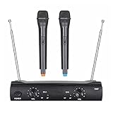zlw-shop Mikrofone Drahtloses Mikrofonsystem Professionelles dynamisches Karaoke-Mikrofon 2-Kanal-Empfänger Handheld-Mikrofone für DJ. Mixer Audio-Bühnenkirche karaoke mikrofon, Black Hanheld Mic