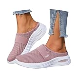 Sommer Hausschuhe Damen, Clogs Damen Hausschuhe Orthopädische Schuhe Mesh Sommerschuhe Slip On rutschfest Pantoletten Gesundheitsschuhe Diabetiker Sandalen Gartenschuhe Pflege Schuhen Kochschuhe