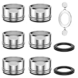 Vinabo Perlator Wassersparend 6 Stück, M24 Wasserhahn Filter für Küche und Badezimmer, wasserhahn sieb, wasserhahn perlator aus Edelstahl mit Belüftungen aus ABS + 8 Dichtungen und 1 Chromschlüssel