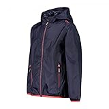 CMP, Kid G Jacket Rain Fix Hood, Girl, Navy-Red Kiss, 164