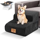 Hundetreppe 2 Stufen, Hundetreppe für Kleine Hunde 40cm, Katzentreppe mit Waschbar Bezug, Haustiertreppe für Hunde und Katzen, Katzentreppe für Alte Katzen