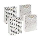 SIGEL GT117 große Premium Geschenktüten aus Papier, 4er Set, 26 x 33 cm, weiß, gold, Papier-Geschenktaschen