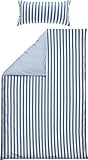 Erwin Müller Wende-Bettwäsche, Bettbezug, Kissenbezug Single-Jersey Streifen blau-weiß Größe 40x80 cm / 135x200 cm - temperaturausgleichend, formstabil, pflegeleicht, mit Reißverschluss