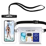 FORETOY wasserdichte Tasche, wasserdichte Handyhülle Unterwasser, wasserdichter Beutel wasserfeste Bauchtasche Schutzhülle mit IPX8 Handytasche für Wassersport, Schwimmen, Bootfahren, Strand usw