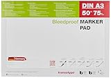 transotype Marker Pad, Layoutpapier für den Einsatz von Pigment-Markern, DIN A3, 70 g/qm, 50 Blatt, extrem weiß, säurefrei, Farbe schlägt nicht durch