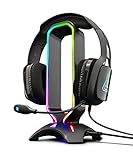 THE G-LAB K-Stand RADON Gaming Kopfhörer Stander - RGB-Hintergrundbeleuchtung, USB-Hub 2 x 2,0, Rutschfeste Basis - Universalhalterung für Gamer-Kopfhörer für PC PS4 Xbox One (Schwarz)