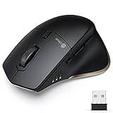 iClever Bluetooth Maus, Maus Kabellos Wiederaufladbare Tri-Mode Bluetooth 5.0/2.0 + 2.4G Wireless Maus, 7 Tasten, Silent Click, für Laptop PC Computer, Mac OS, Android, Windows, Schwarz