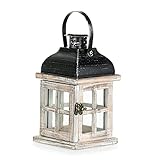 Romadedi Laterne Holz Holzlaternen für Kerzen - Windlicht Gartenwindlicht Kerzenständer Landhaus Deko Vintage Ornament Innen Außen Laternen Für Hochzeit und Weihnachten Tischdeko, 22cm