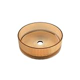 BAIKAL Waschbecken auf Arbeitsplatte, rund, Champagnerglas, 36 x 36 x 11 cm, ohne Hahnloch, Badezimmerwaschbecken, Lieferung mit verstärkter Verpackung