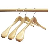 Hagspiel Kleiderbügel, 5 Stk. Kleiderbügel aus Holz, Mantelbügel, Schulterbügel, natur lackiert