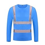Warnschutz T-Shirt Herren Schnelltrocknend Reflektierend Warnweste Leicht Atmungsaktiv Arbeitskleidung Saugfähig Langarm Arbeitskleidung Sichtbarkeit Hemden Sicherheitshemden