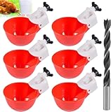 6 Stücke Hühnertränke Automatische Geflügeltränke Hühnerwasserspender DIY Hühnerwasserbecher Geflügeltränke für Hühner,Tränke Hühnerzubehör Wasserspender-Set mit Bohrer für Huhn,Ente,Gans,Pute,Taube