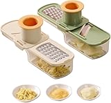 WADY 2 x Knoblauchschneider, 3-in-1 Mini-Knoblauchschneider, multifunktionaler Hobel, Gemüsezerkleinerer mit Behälter, sicherer, ergonomischer Griff für einfaches Drücken und Reinigen