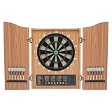 JJsdwin Dartscheibe Elektronisch, 12 X Pfeile Dartboard mit LED Anzeigen, Dart Scheibe für Büros, Gärten, Partyräume und Kneipen, Gelb
